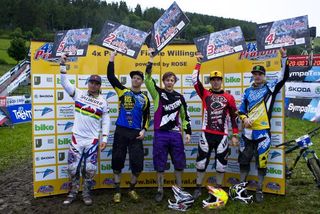 Elite men's 4X ProTour podium in Willingen