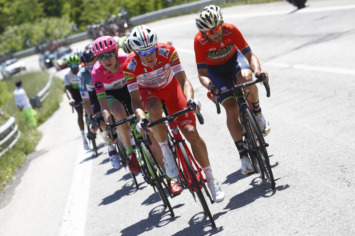 Davide Ballerini (Androni Giocattoli) leads the breakaway