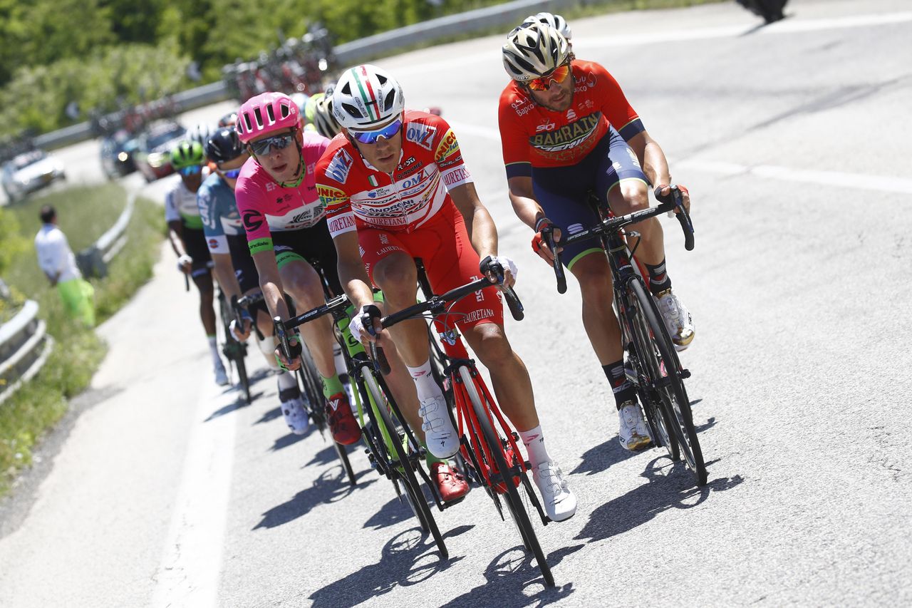 Davide Ballerini (Androni Giocattoli) leads the breakaway
