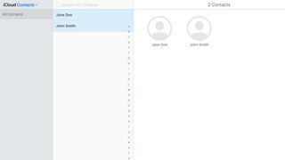 screenshot of iCloud contacts page