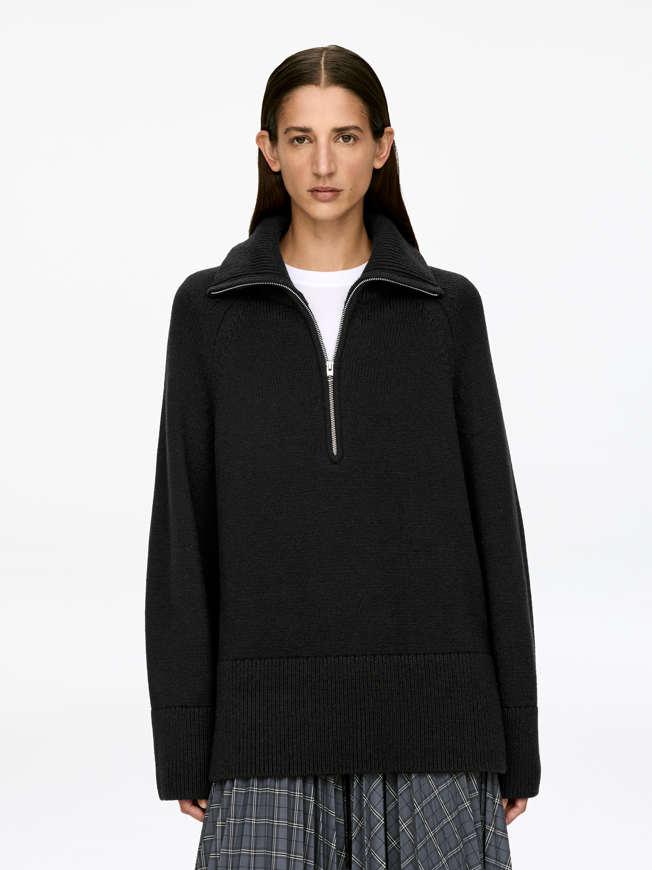 Leather-Patch Wool-Cotton Jumper – Black – Women – Arket Gb