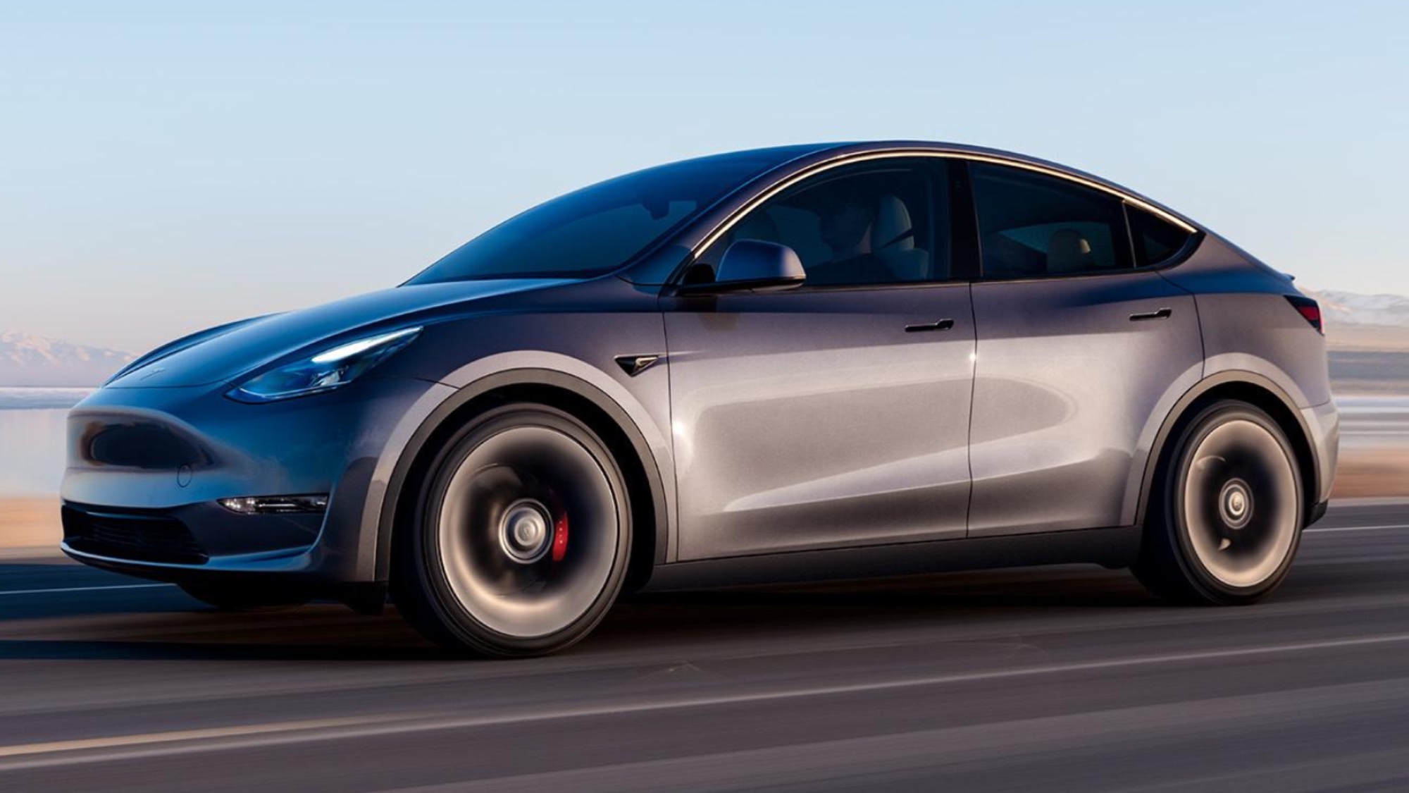 Tesla Model Y on the road