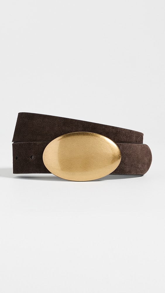 Oval Plaque Buckle Belt - Dark Carob
