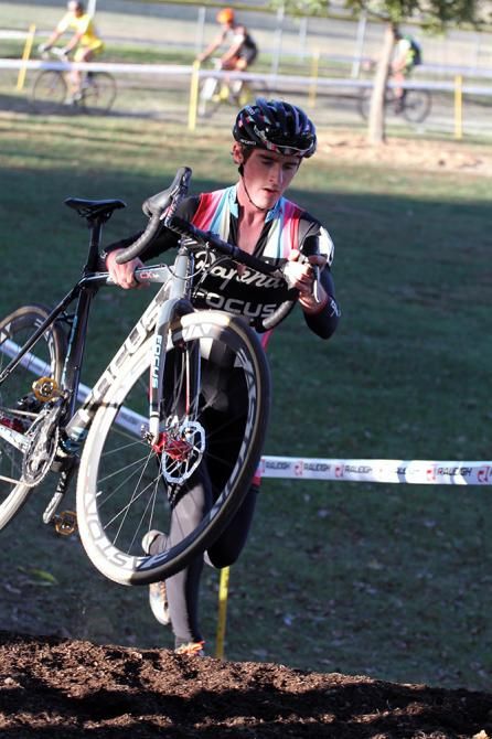 Zach McDonald (Team Rapha-FOCUS) on foot.