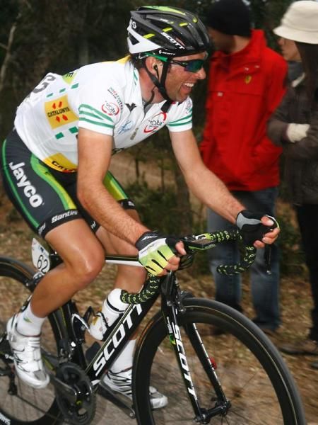 Race leader Michael Albasini (GreenEdge) digs deep on the last climb.