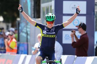 Annemiek van Vleuten (Orica-Scott) celebrates her Cadel Evans Great Ocean Road Race victory