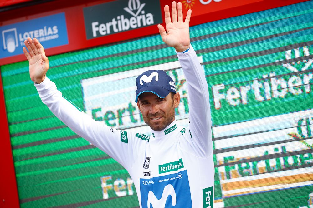 Alejandro Valverde in white after stage 10 at the Vuelta