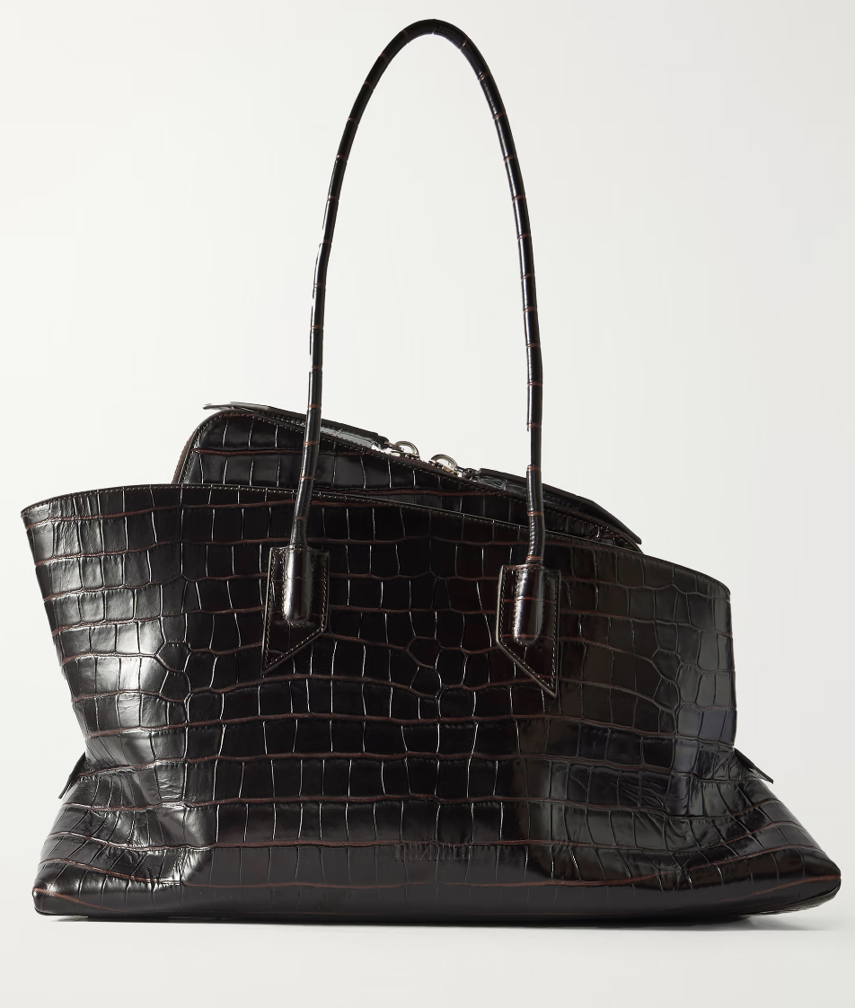 The Attico, La Passeggiata medium asymmetric croc-effect leather tote