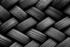 Tires stacked in braided pattern