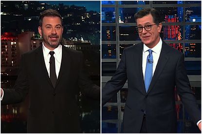 Trump groused about late night TV, and Colbert and Kimmel respond