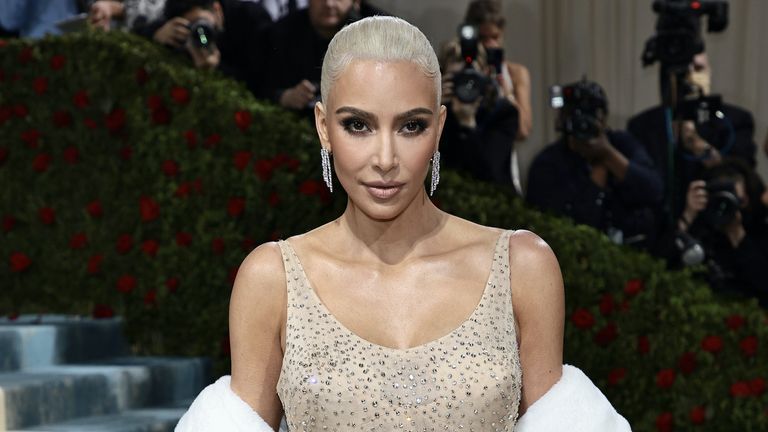 Kim Kardashian at the 2022 Met Gala in Marilyn Monroe's Happy Birthday, Mr. President Dress