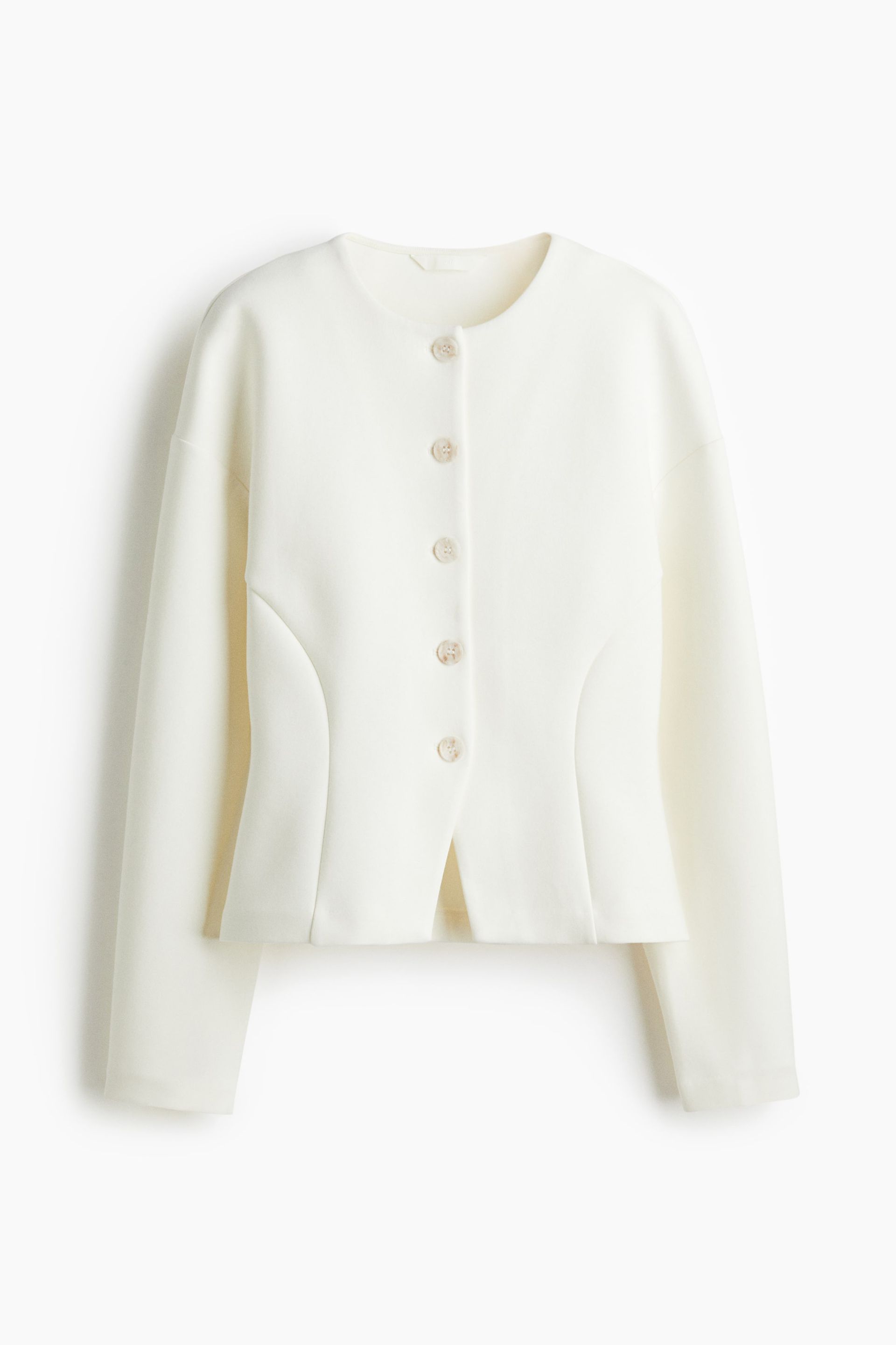 Collarless Scuba Blazer - White