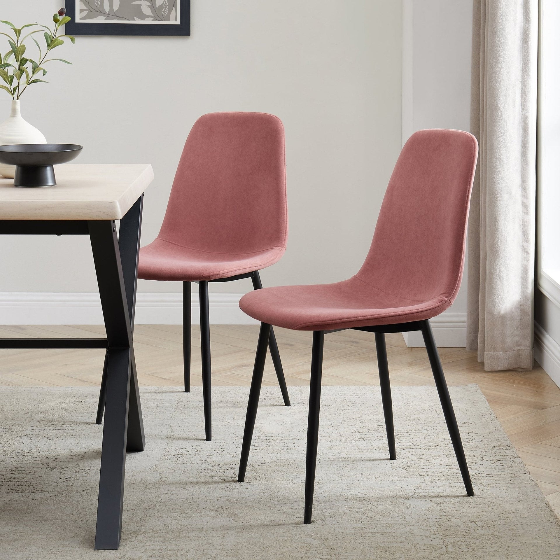 Sophia Set of 2 Dining Chairs - Velvet - Pink