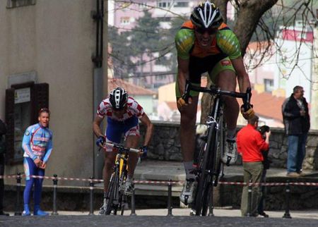 Blaz Furdi (Sava) powers to the finish ahead of Radoslav Rogina (Loborika).