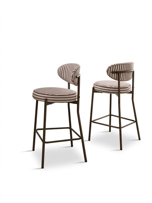 Mia Set of 2 Barstools - Chocolate Stripe