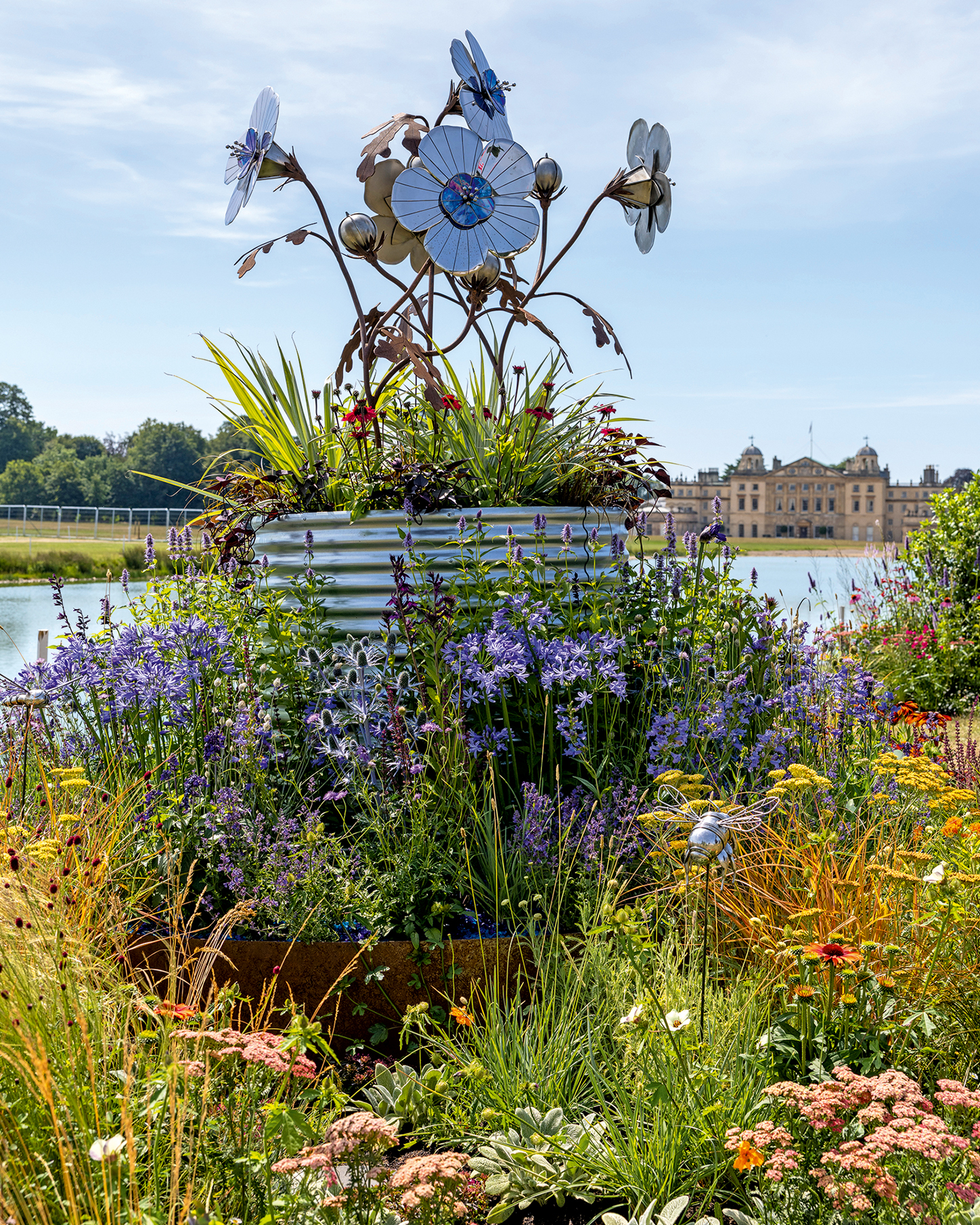 Buglife: Blue Halo Garden, designed by Natalya Scott and Lucie Dannemann-Scott, at the RHS Badminton Flower Show 2026.