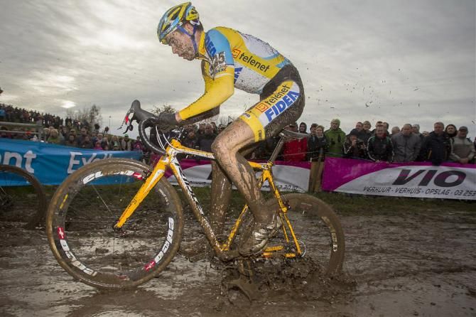 Wout Van Aert (Telenet-Fidea) powers through the slop at Jaarmarktcross Niel