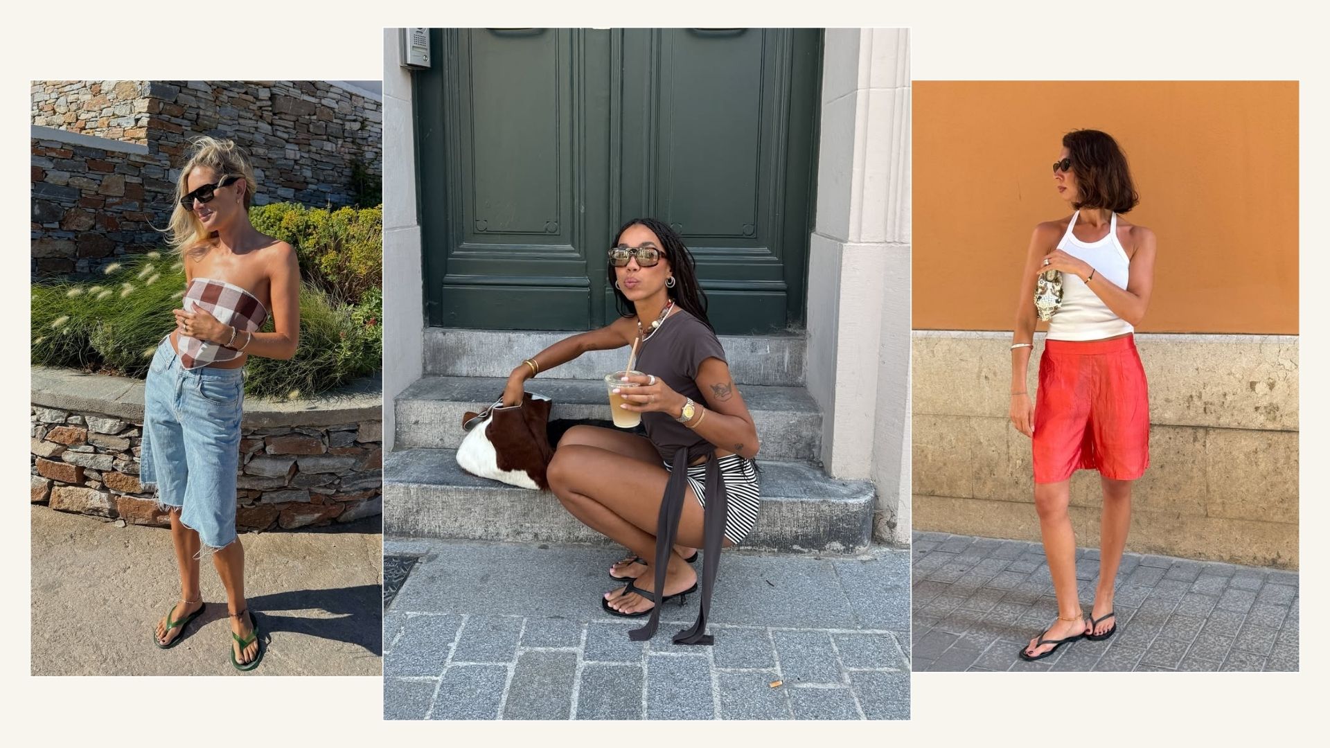 Influencers wearing shorts and flip flops 