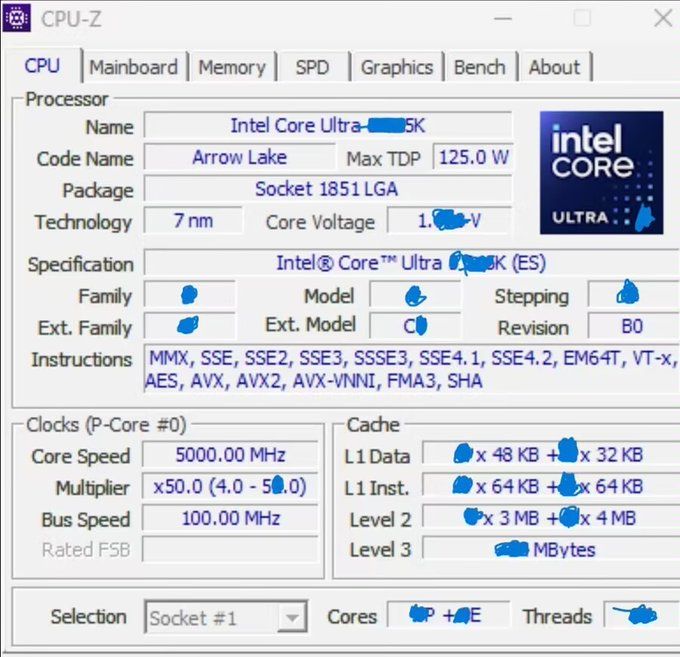 Core Ultra K prototype appears on CPU-Z, uses Intel 4