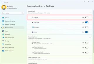 Remove Search button in Taskbar