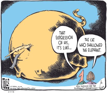 Political Cartoon U.S. Trump 2016