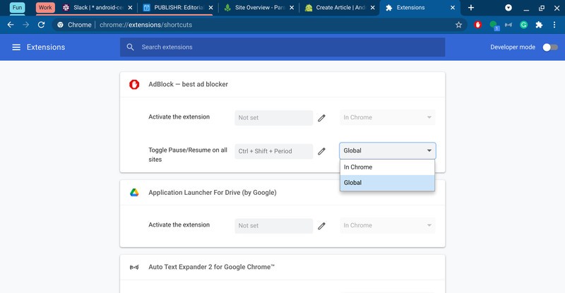 How to create shortcuts for Google Chrome extensions