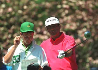 Foster and Ballesteros talk through a shot at the 1994 Masters