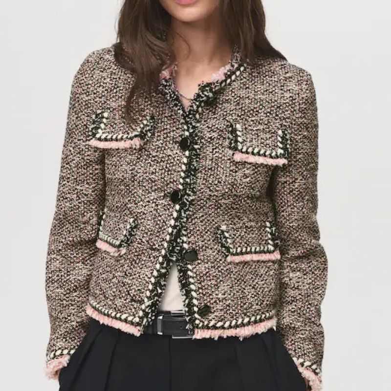 trophy jacket in black and white tweed