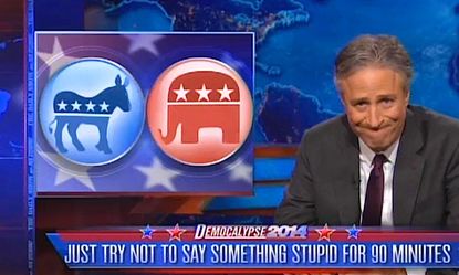 Jon Stewart mocks the bipartisan fear and self-loathing in the 2014 midterm debates