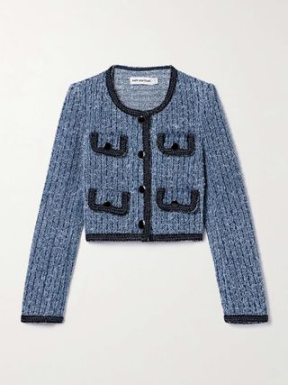 Cropped Denim-Tweed Jacket