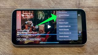 Select Enhance Dialogue option in TV app