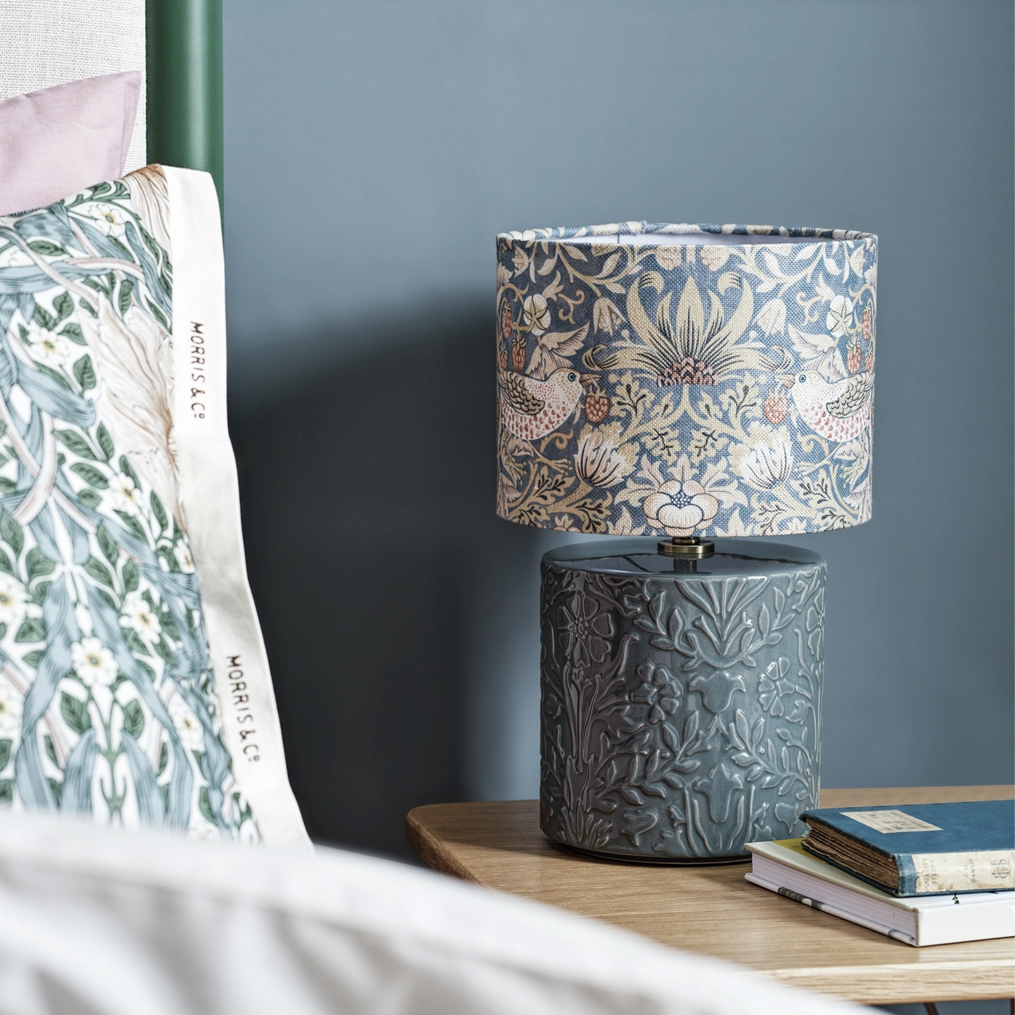 Habitat x Morris &amp;amp; Co. Strawberry Thief Blue Ceramic Lamp