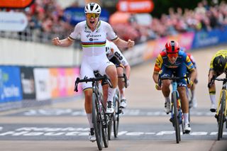 Paris-Roubaix Femmes: World Champion Lotte Kopecky wins thrilling breakaway sprint to take victory