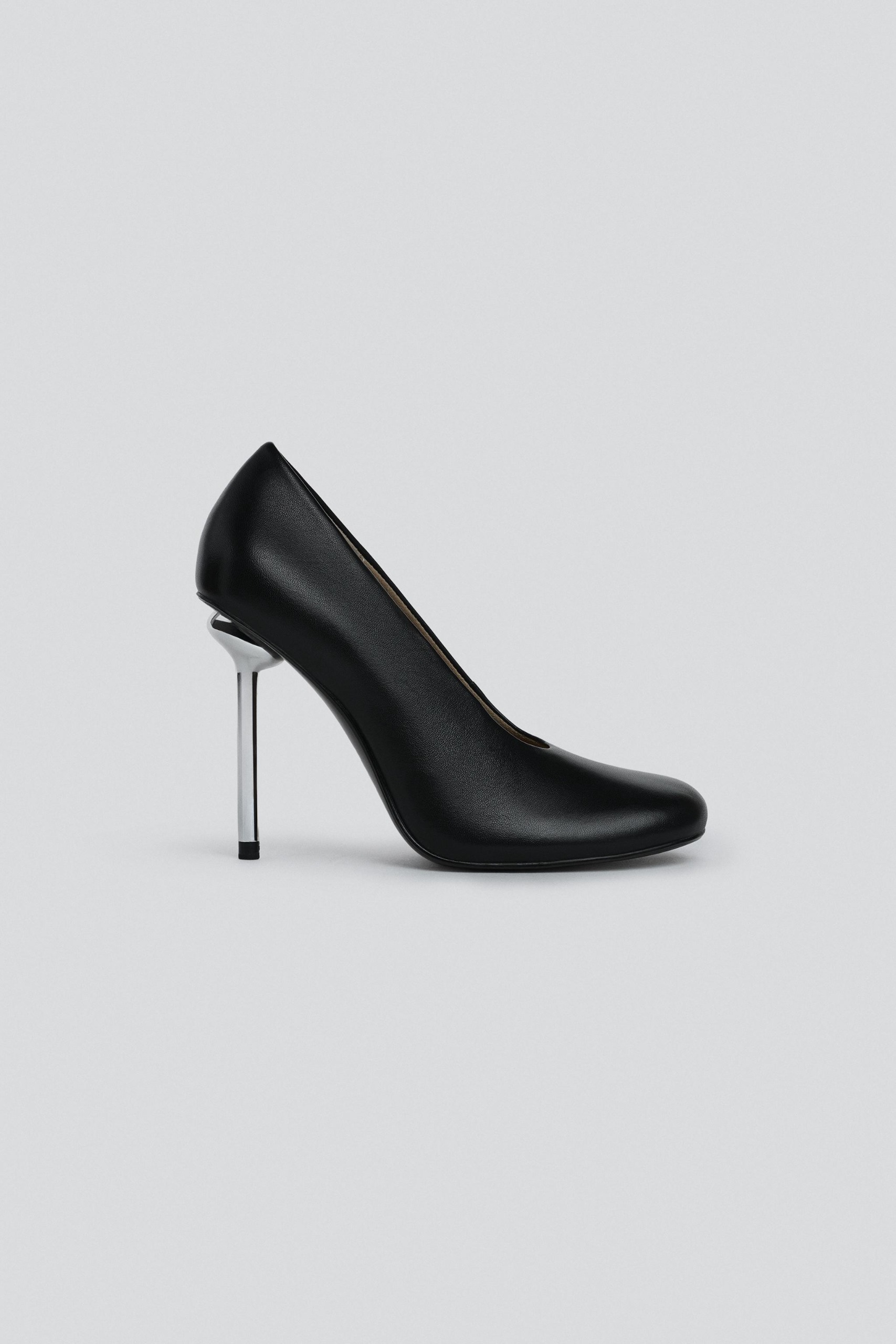 Zara, Leather Metallic Heeled Shoes