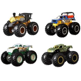 Hot Wheels Monster Trucks 1:64 Scale 4-Pack Assortment With Giant Wheels Gift Idea for Kids 3 to 6 Years Old, Gbp23