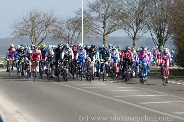 The bunch faced windy conditions early on.