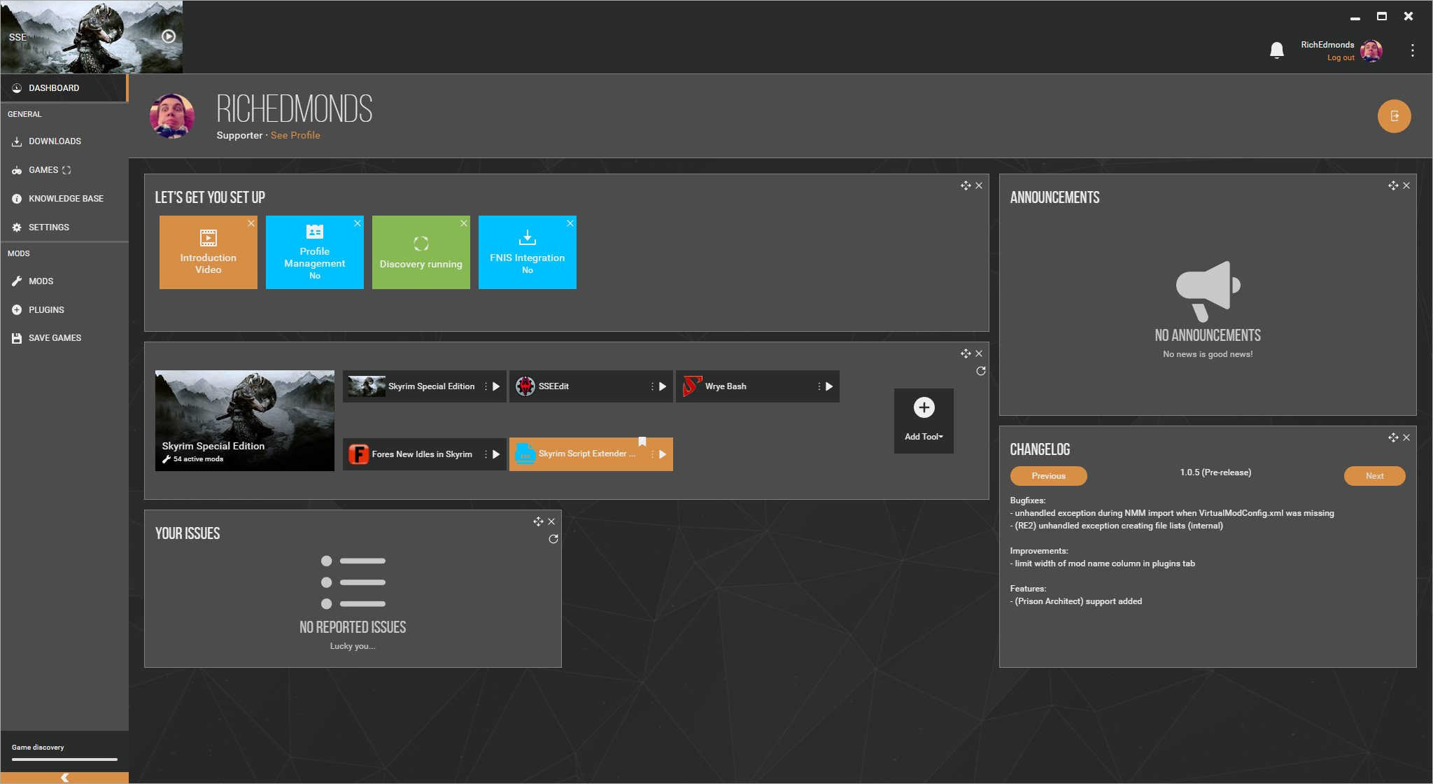 Administrador de mods Vortex.