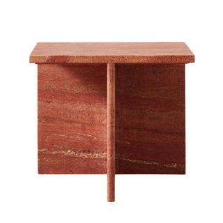 T Red Travertine Side Table 