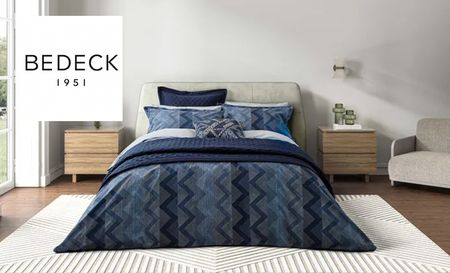 Bedeck's blue and white bed