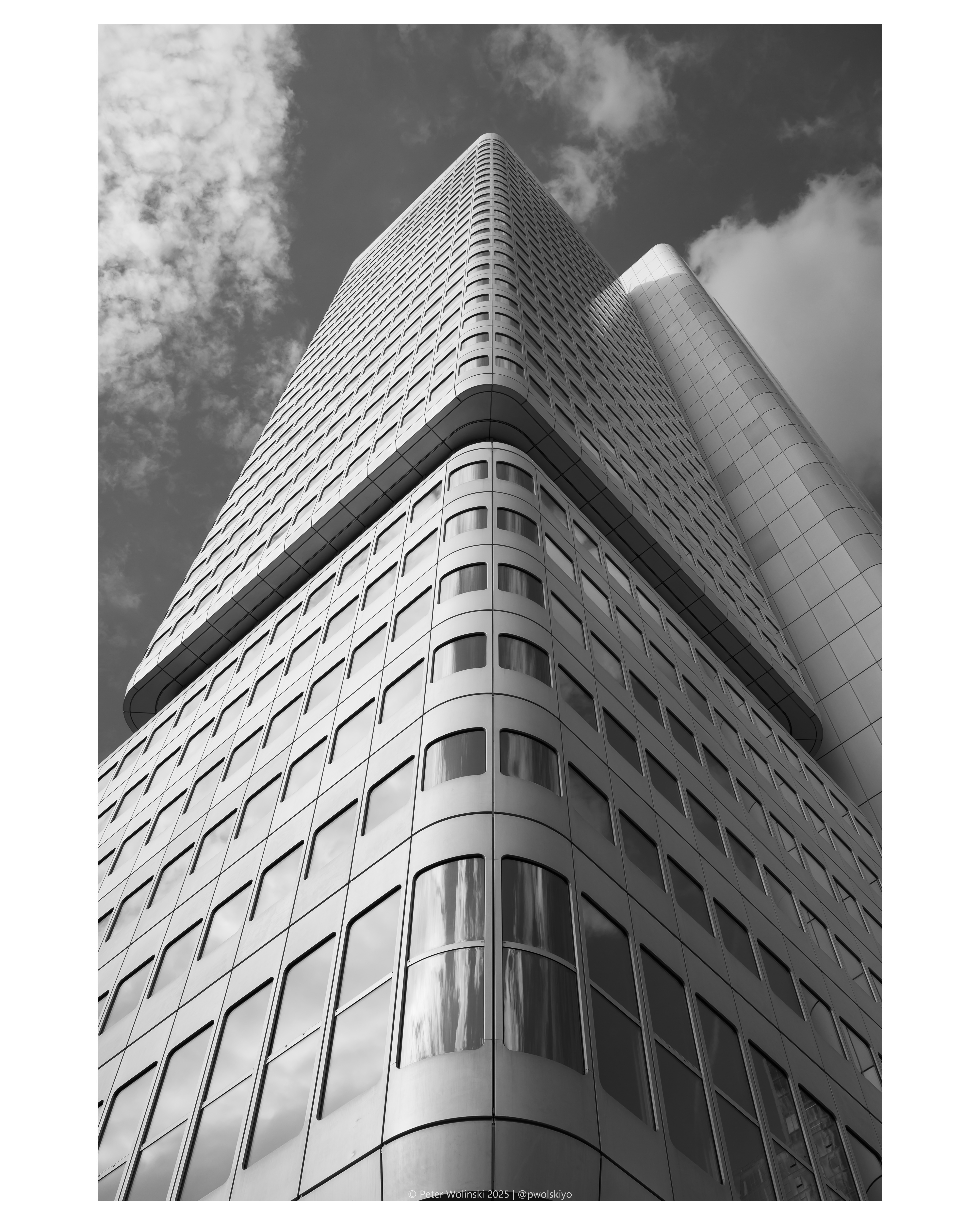 A building, photographed in black and white