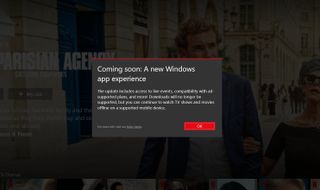 Netflix Windows app message