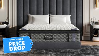 A Puffy mattress in a modern bedroom with a Tom's Guide Price Drop badge