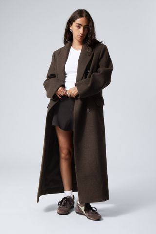 Oversized Double-Breasted Wool-Blend Coat