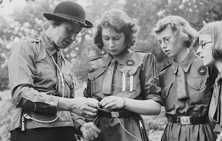 Princess Elizabeth with the girl guides in Windsor, April 1942.