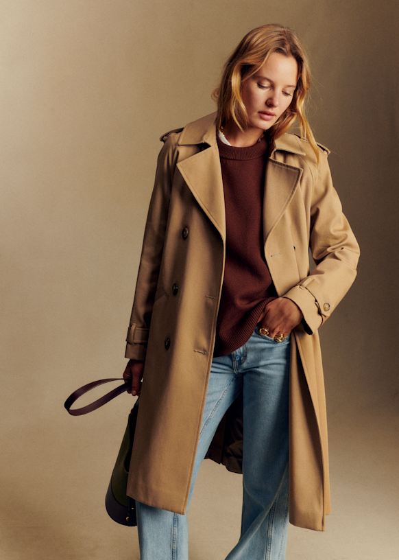 Scott Trench Coat - Camel - Organic Cotton - Sézane