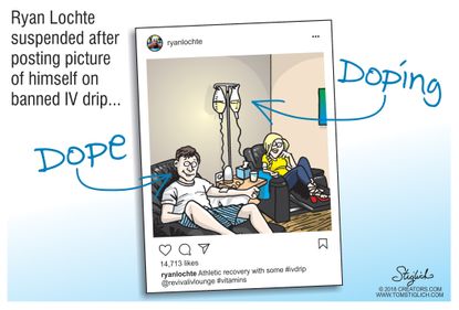 Editorial cartoon U.S. Ryan Lochte suspension IV drip