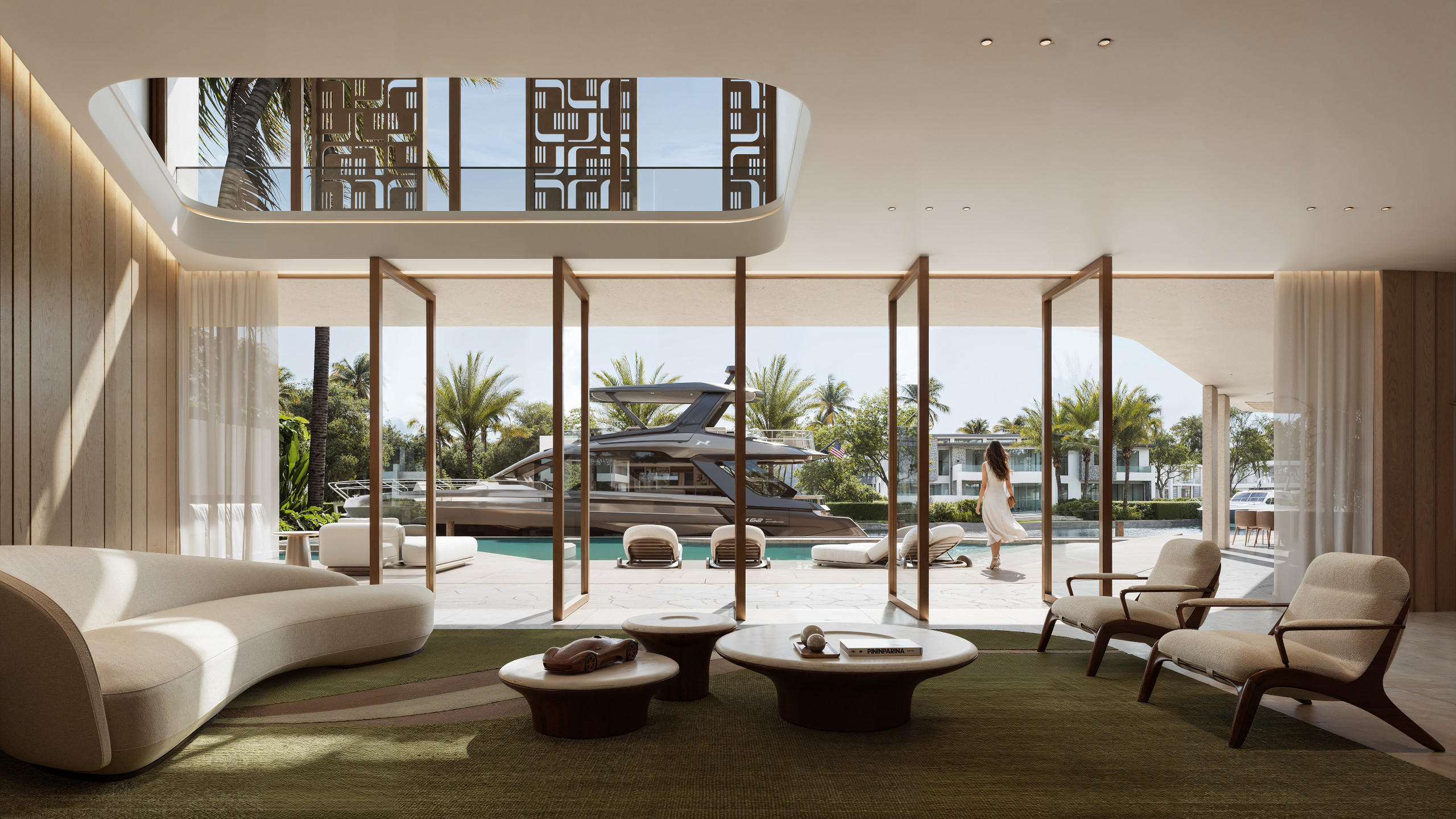Rendered view of a Pininfarina-designed villa interior