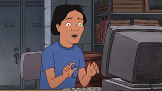 joseph looking shocked at something on his computer on king of the hill
