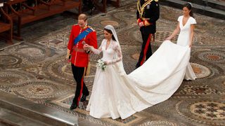Prince William and Kate Middleton in Westminster Abbey on their wedding day