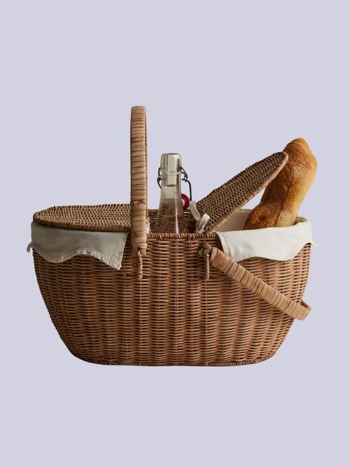 Wicker Picnic Hamper With Wine Holder